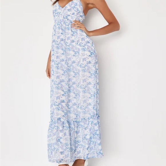 My Love Story White Floral Print Tie-Back Maxi Dress - Picture 3 of 7